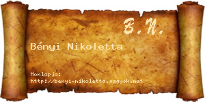 Bényi Nikoletta névjegykártya